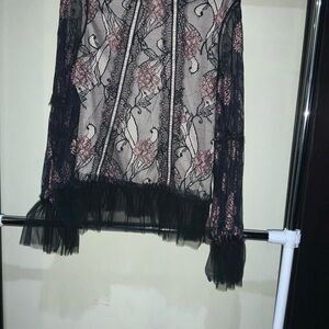 Black and Pink Lace Top